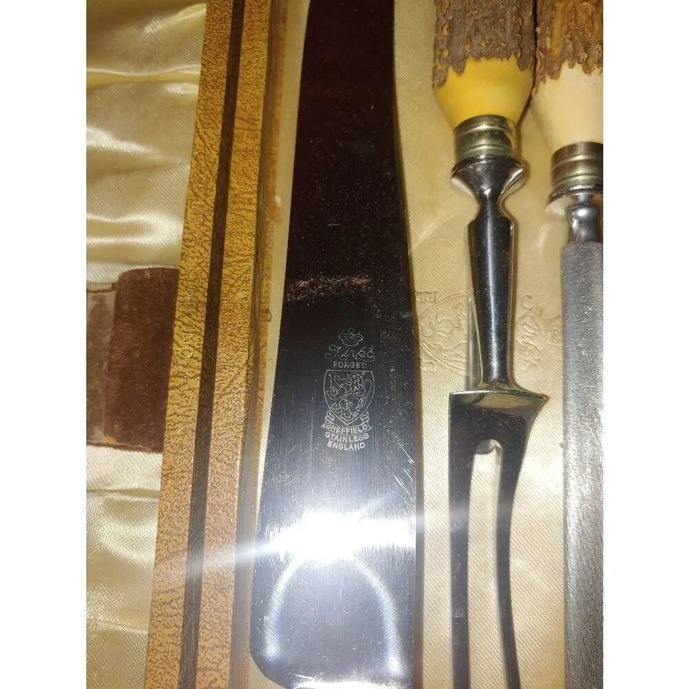 Kirks Vintage Forged Sheffield Stainless England 3 Piece Carving Set.